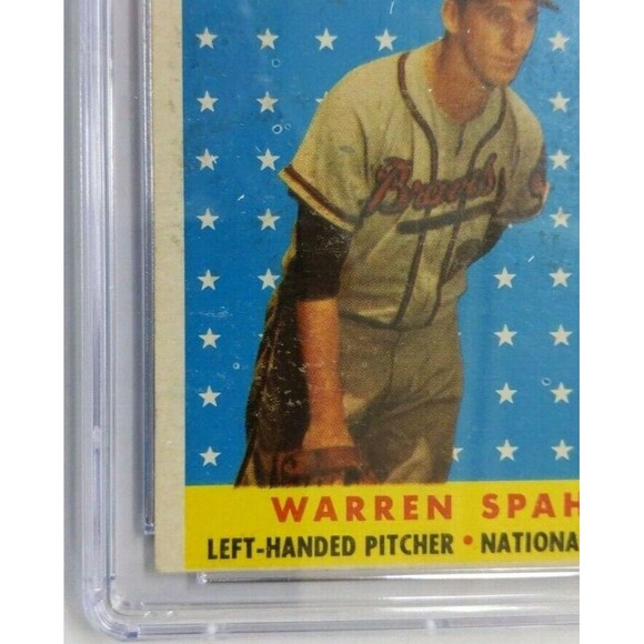 1958 Topps All Star - Warren Spahn - #494 Milwaukee Braves - CSG: 2.5 Good + - Picture 4 of 10